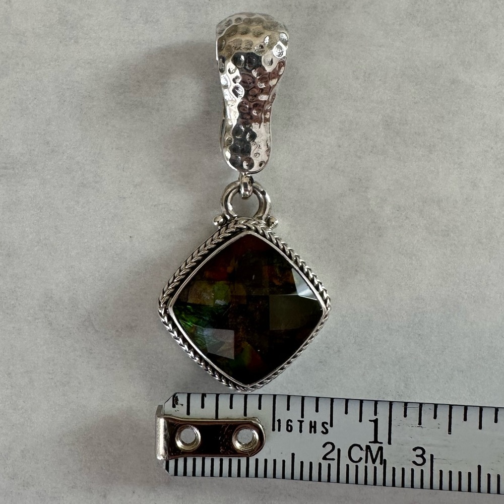 Sarda Ammolite Silver Enhancer. 1.75” drop. .75” wide. - Picture 8 of 11
